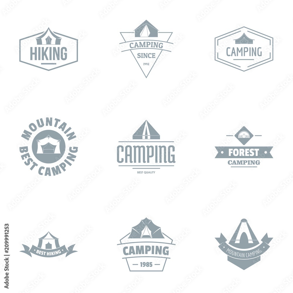 Poster alpine logo set. simple set of 9 alpine vector logo for web isolated on white background