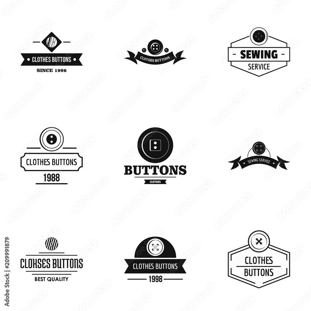 Poster button production logo set. simple set of 9 button production vector logo for web isolated on white 