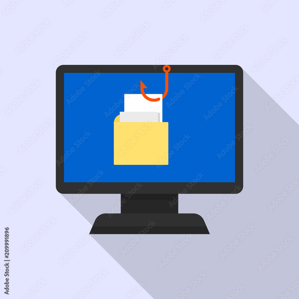 Poster hacked email icon. flat illustration of hacked email vector icon for web design