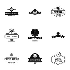 Button production logo set. Simple set of 9 button production vector logo for web isolated on white background