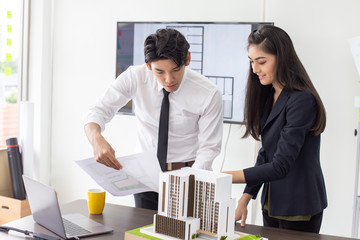 Architect discuss for building project together. People working concept.