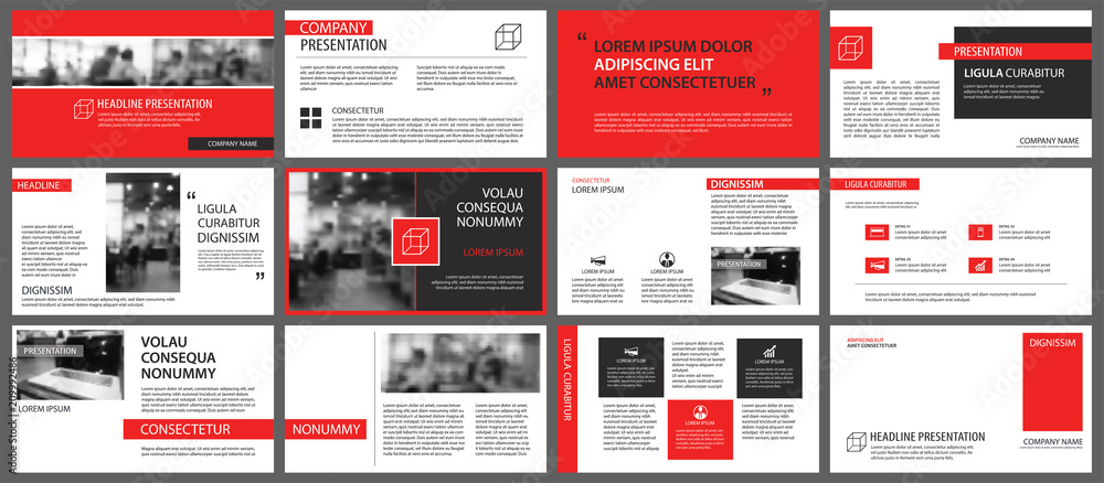 Poster red and white element for slide infographic on background. presentation template. use for business a