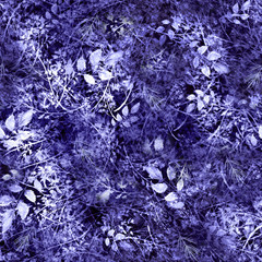 Watercolor floral seamless background, texture of leaves, grasses, plants. Juniper with berries, moss,wild grass, blue plants. Natural wood pattern.Beautiful pattern for your design.Manual graphics. 