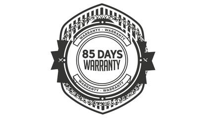 85 days warranty icon vintage rubber stamp guarantee