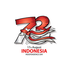 73 Years Indonesian Independence day Concept. 17th August.
