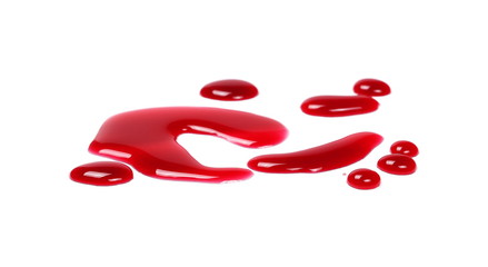 Bilberry and chokeberry, currant juice puddle isolated on white background