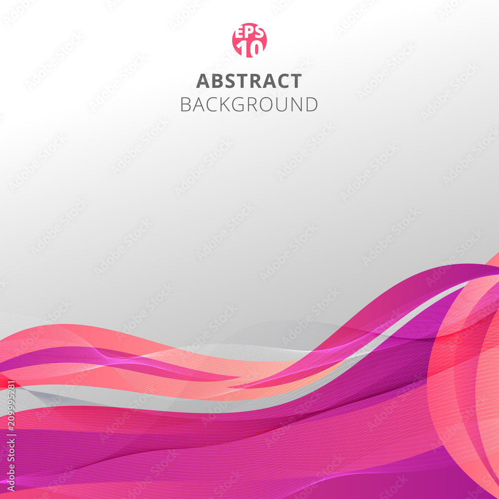 Poster abstract colorful pink waves with pattern lines twist on white background.