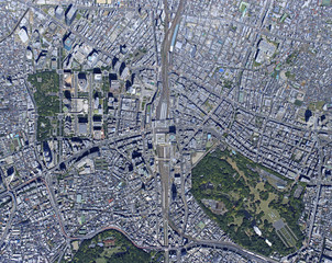 新宿広域／真俯瞰空撮、2018・5撮影