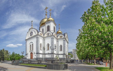 Fototapeta na wymiar KRASNODAR, RUSSIA - MAY 3, 2017: Cathedral of St. Alexander Nevsky.