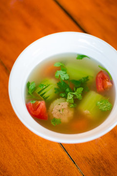 Thai pork stuffed cucumber soup