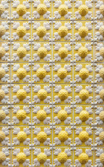 Traditional Portuguese azulejo tiles on the building in Porto, Portugal.