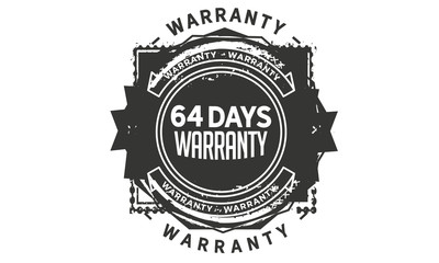 64 days warranty icon vintage rubber stamp guarantee