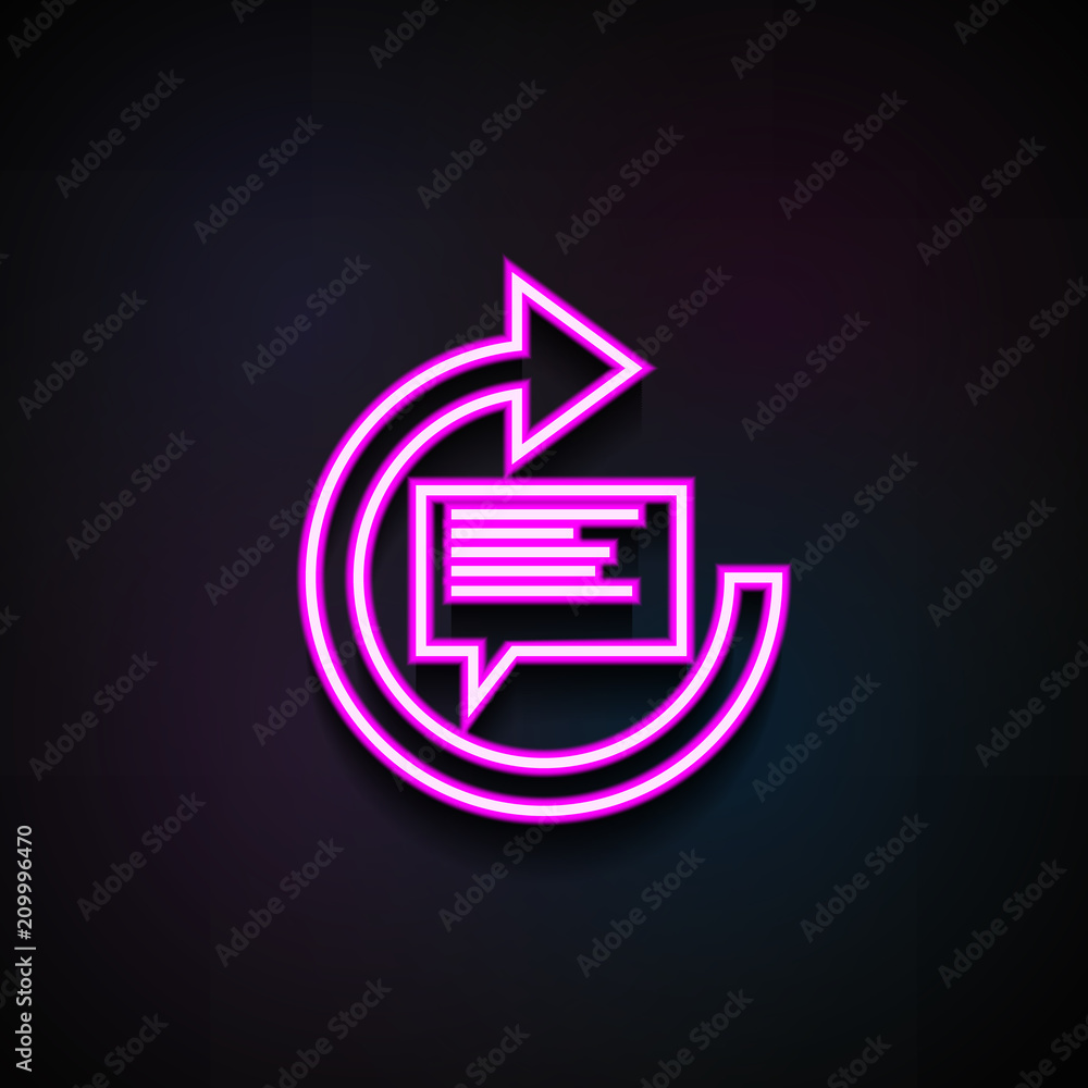 Poster message update icon. element of minimalistic icons for mobile concept and web apps. neon message upd