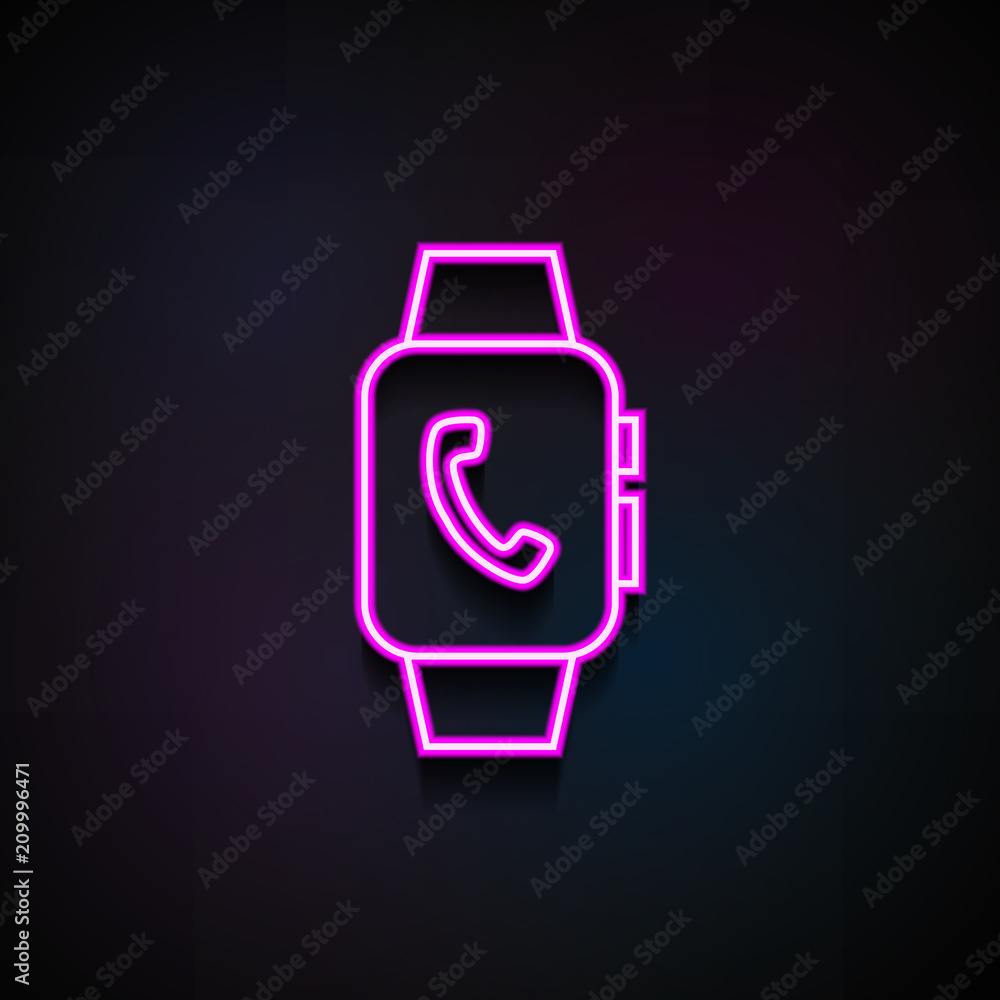 Poster smart watch handset icon. element of minimalistic icons for mobile concept and web apps. neon smart 