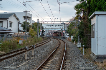 Fototapeta na wymiar Railway track, Kyoto, Japan
