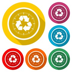 Recycle eco symbol, Recycle sign, color icon with long shadow