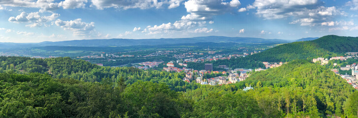 Fototapeta na wymiar Aerial view of Karlovy Vary, Czech Republic