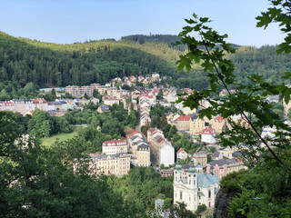Obraz premium Aerial view of Karlovy Vary, Czech Republic