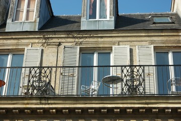May 22, 2018 Paris, France. Architecture of Paris, fragments of facades of the buildings