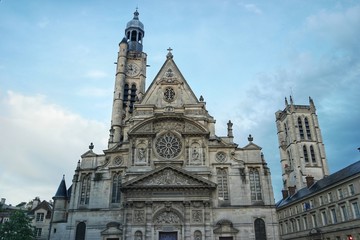 Fototapeta na wymiar May 22, 2018 Paris, France Fragments of the facade of the Church of Saint -Severin