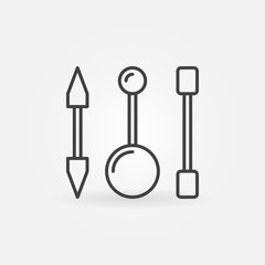 Piercing barbells outline icon. Vector piercing jewelry sign