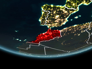 Morocco on Earth from space at night