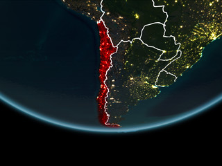 Chile on Earth from space at night