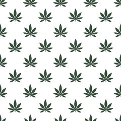 Seamless pattern with marijuana leaf. Cannabis background. Pattern can be used for fabric design, wallpaper, wrapping papers. Isolated vector illustration.