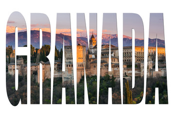 Granada letters isolated with Alhambra image
