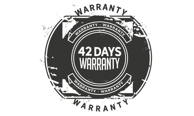 42 days warranty icon vintage rubber stamp guarantee