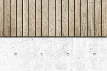 Brown wood fence and concrete wall background