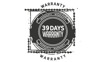 39 days warranty icon vintage rubber stamp guarantee