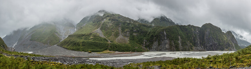 Panoramic view of Fox Glacier, South Island, New Zealand