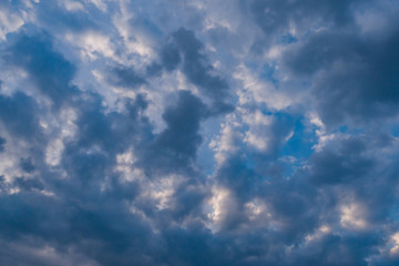 Beautiful sky with clouds in early May