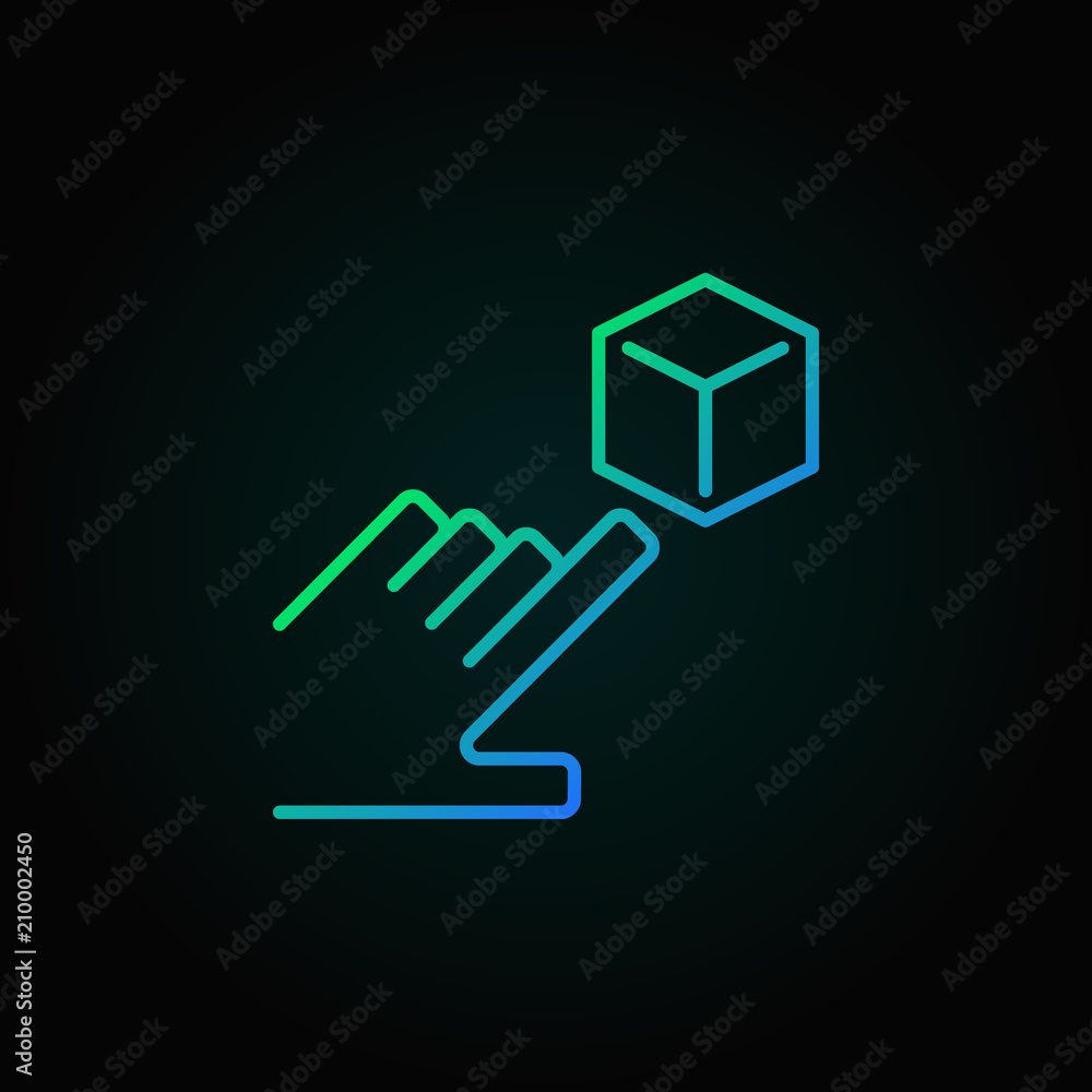 Aufkleber hand pointing cube vector ar colored icon in thin line style