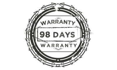 98 days warranty icon vintage rubber stamp guarantee