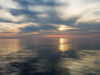 Beautiful sunset in Adriatic sea, Montenegro, captured from a sailing boat
