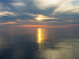 Beautiful sunset in Adriatic sea, Montenegro, captured from a sailing boat