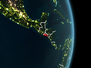 Orbit view of El Salvador at night