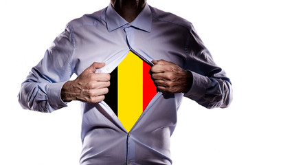 Tifoso del Belgio su fondo bianco - 210004434