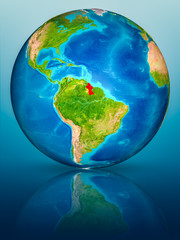 Guyana on Earth on reflective surface