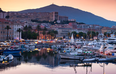 Ajaccio Marina at summer evening, Corsica