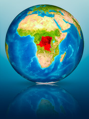 Democratic Republic of Congo on Earth on reflective surface