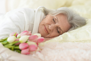 Beautiful older woman sleeping