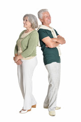 Portrait of beautiful senior couple posing  isolated