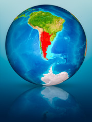 Argentina on Earth on reflective surface