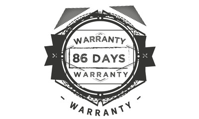86 days warranty icon vintage rubber stamp guarantee