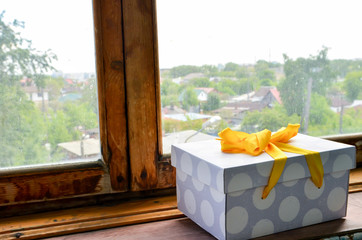 beautiful gift box on a black background, box for an original gift