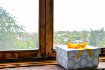 beautiful gift box on a black background, box for an original gift
