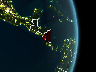 Orbit view of Nicaragua at night